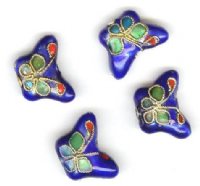 4 11x17mm Royal Blue Cloisonné Butterfly Beads